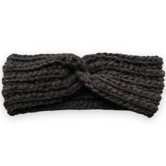 Handmade crochet headband ear warmer black/gray - Picture 2 of 2